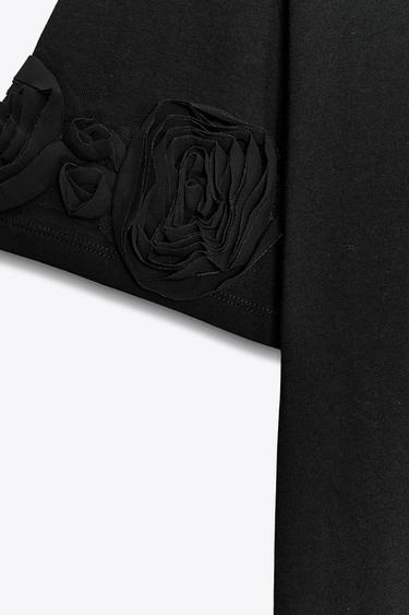 3D FLORAL T-SHIRT - Black by Zara - Image 7