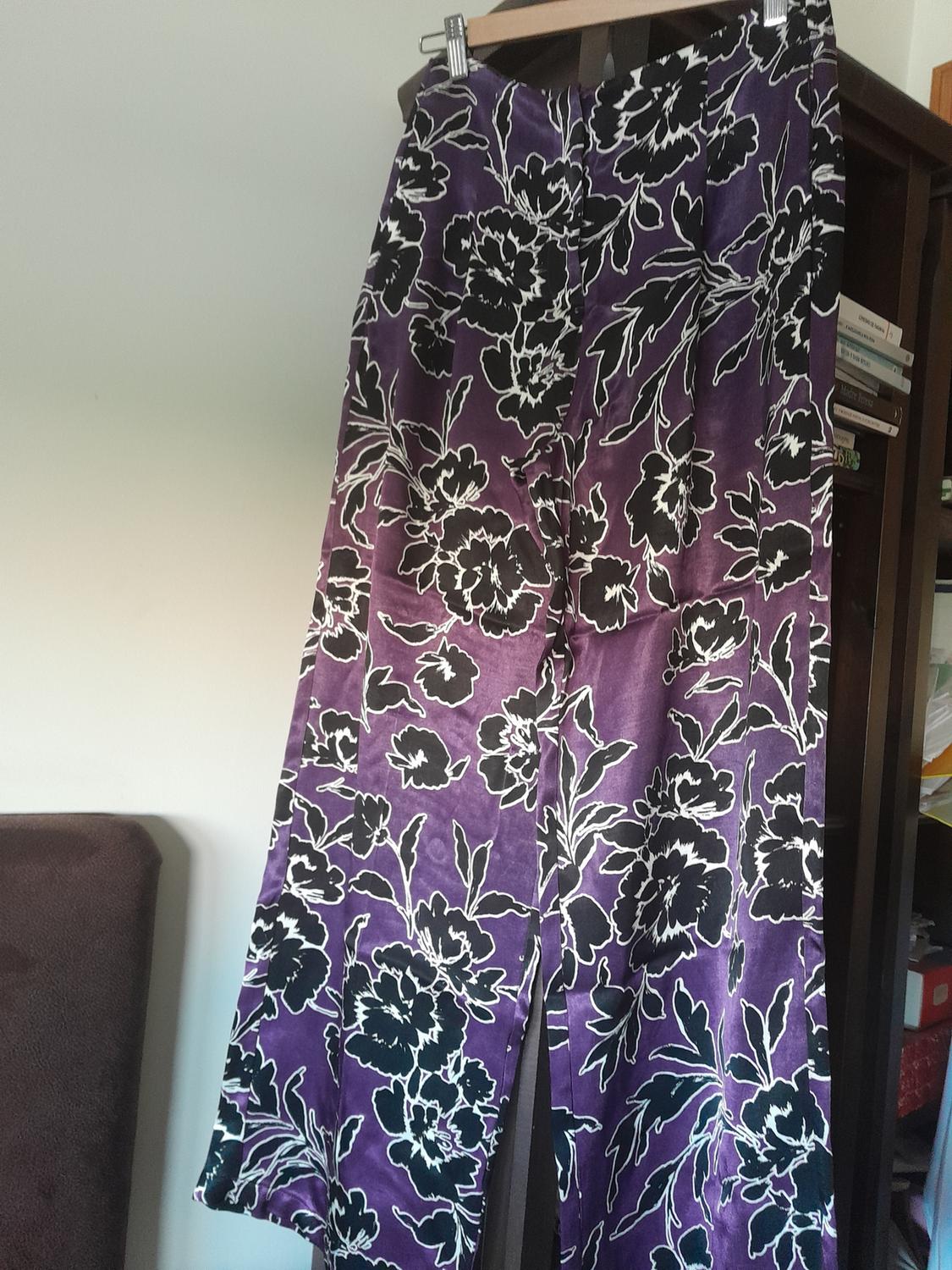 SATIN FLORAL PRINT TROUSERS
