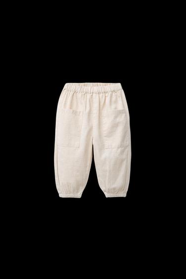 LINEN BLEND JOGGERS - Light beige by Zara - Image 0