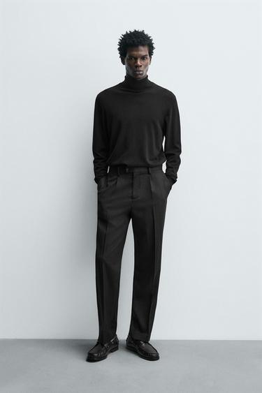 100% WOOL TEXTURED TROUSERS - Black by Zara