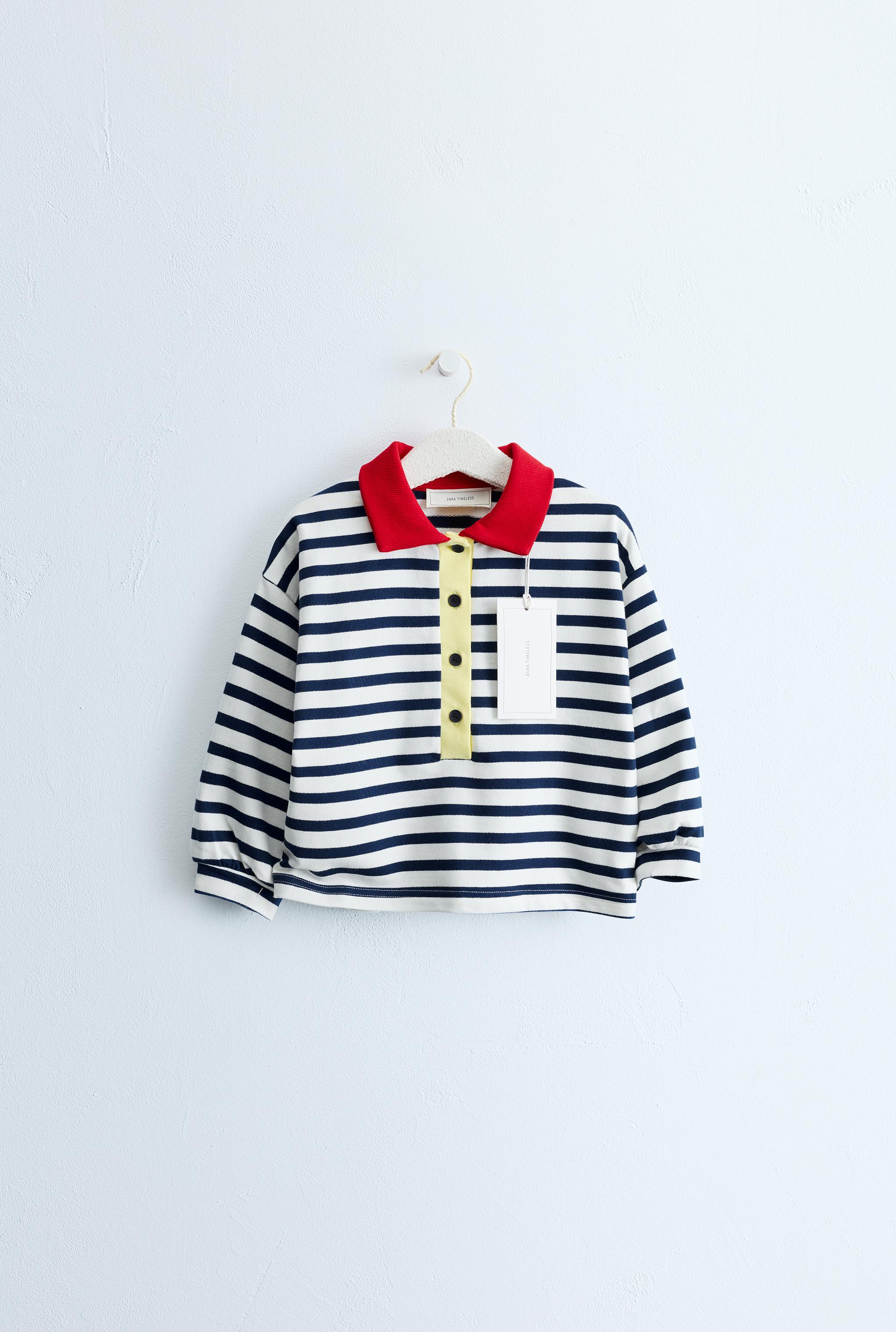 Детские рубашки Zara TIMELESS - CONTRAST COLLAR STRIPED POLO SHIRT — фото 2