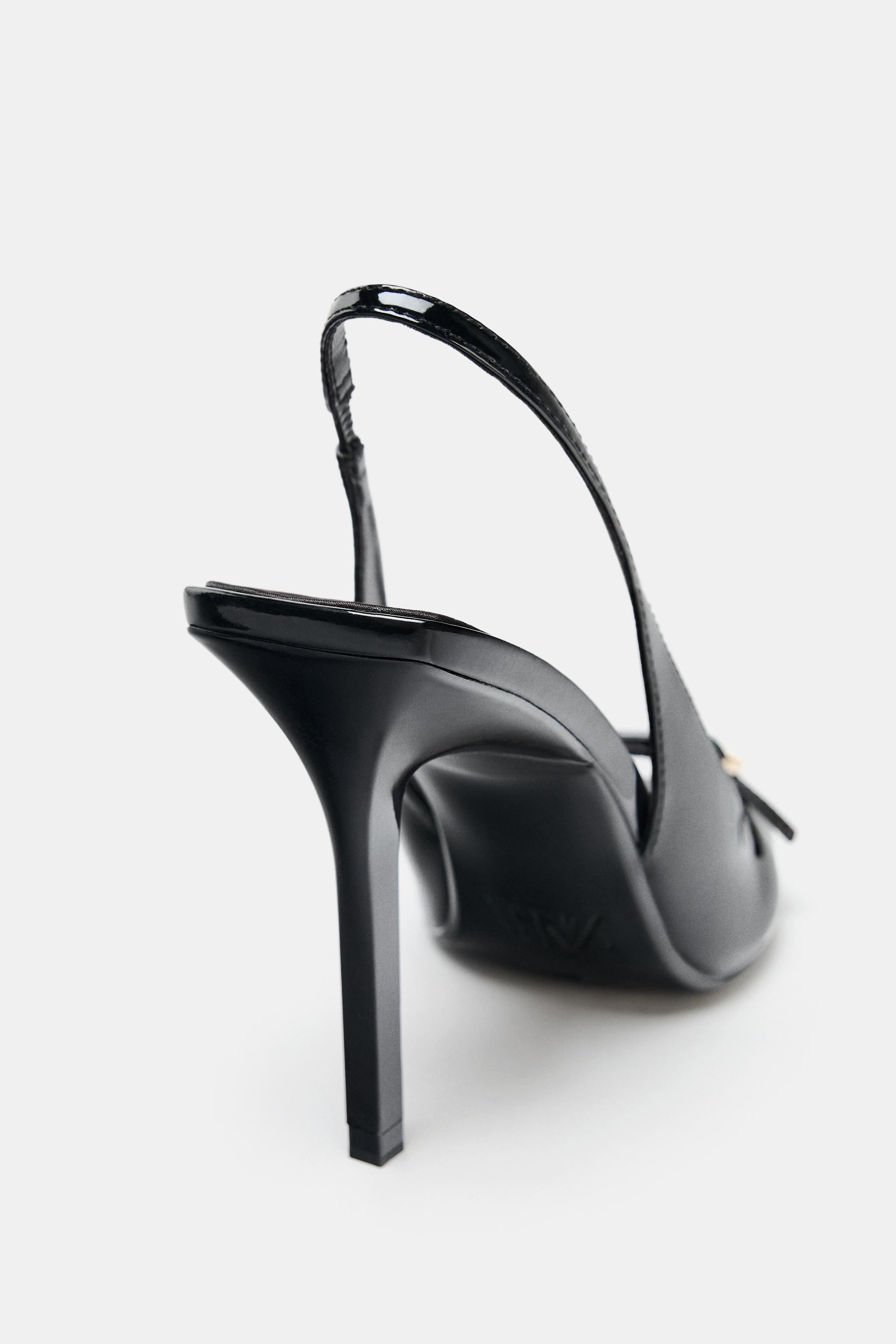 パテントレザー風ハイヒールサンダル - ブラック | ZARA Japan パテントレザー風ハイヒールサンダル - ブラック | ZARA Japan