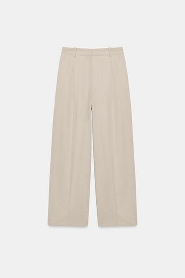 PANTALON DROIT À PINCES - Beige clair de Zara - Image 8