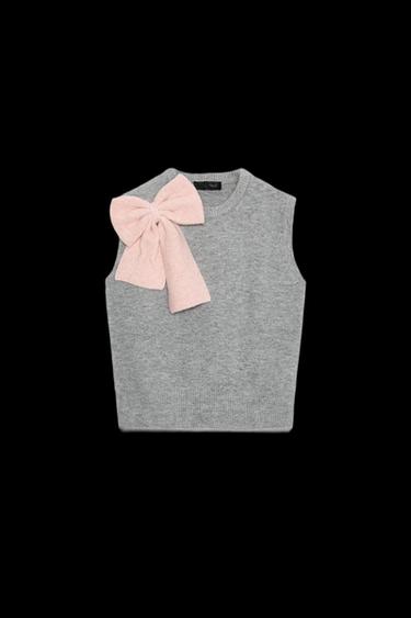 TOP CHALECO PUNTO LAZO - Gris de Zara - Imagen 0