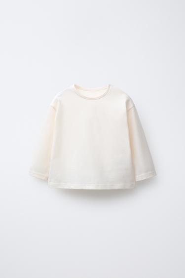 CAMISETA LISA MANGA LARGA - Crudo de Zara