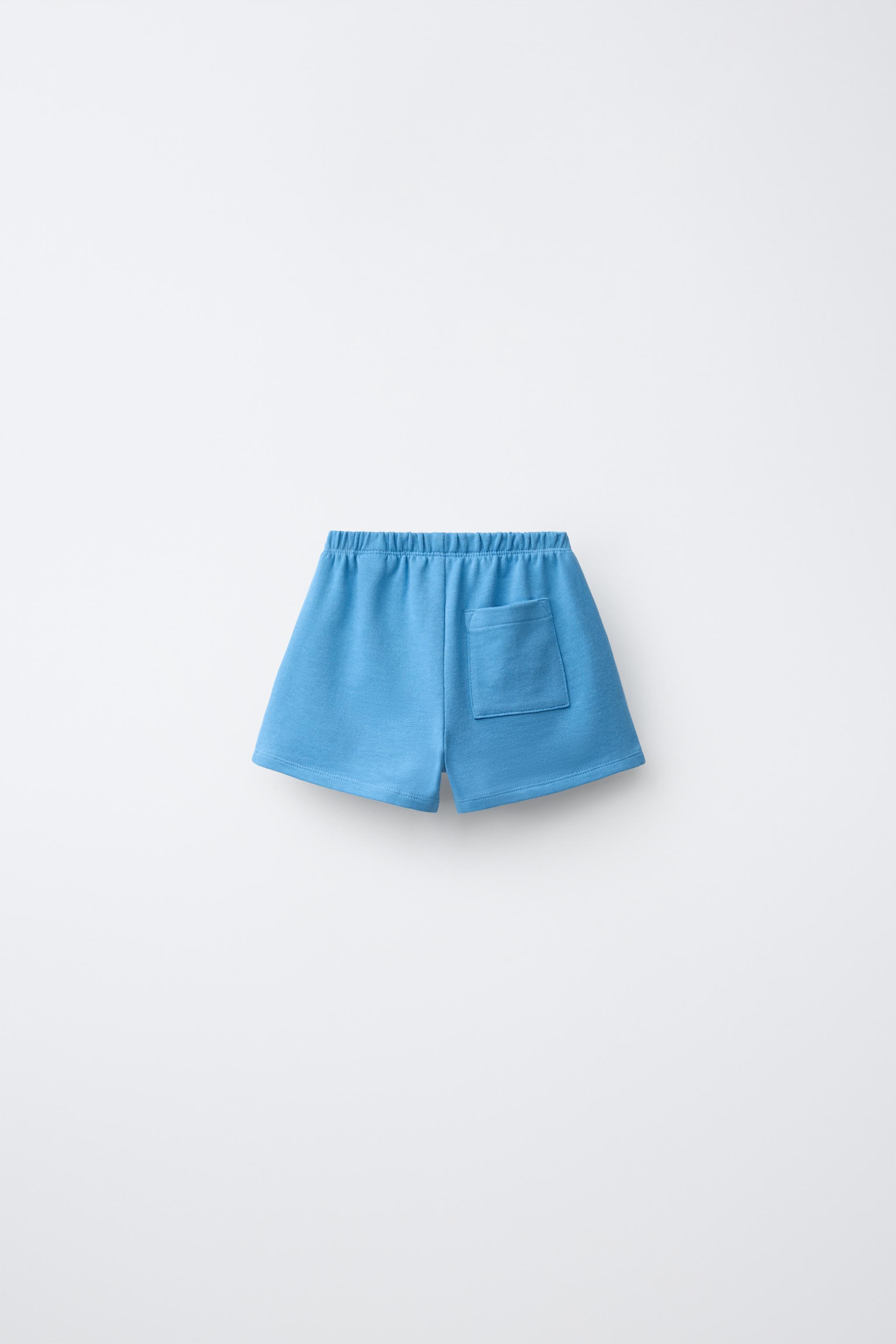 EMBROIDERED PALM TREE SHORTS — Blue