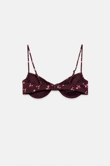 FLORAL UNDERWIRED BIKINI TOP - Burgundy by Zara - Image 7