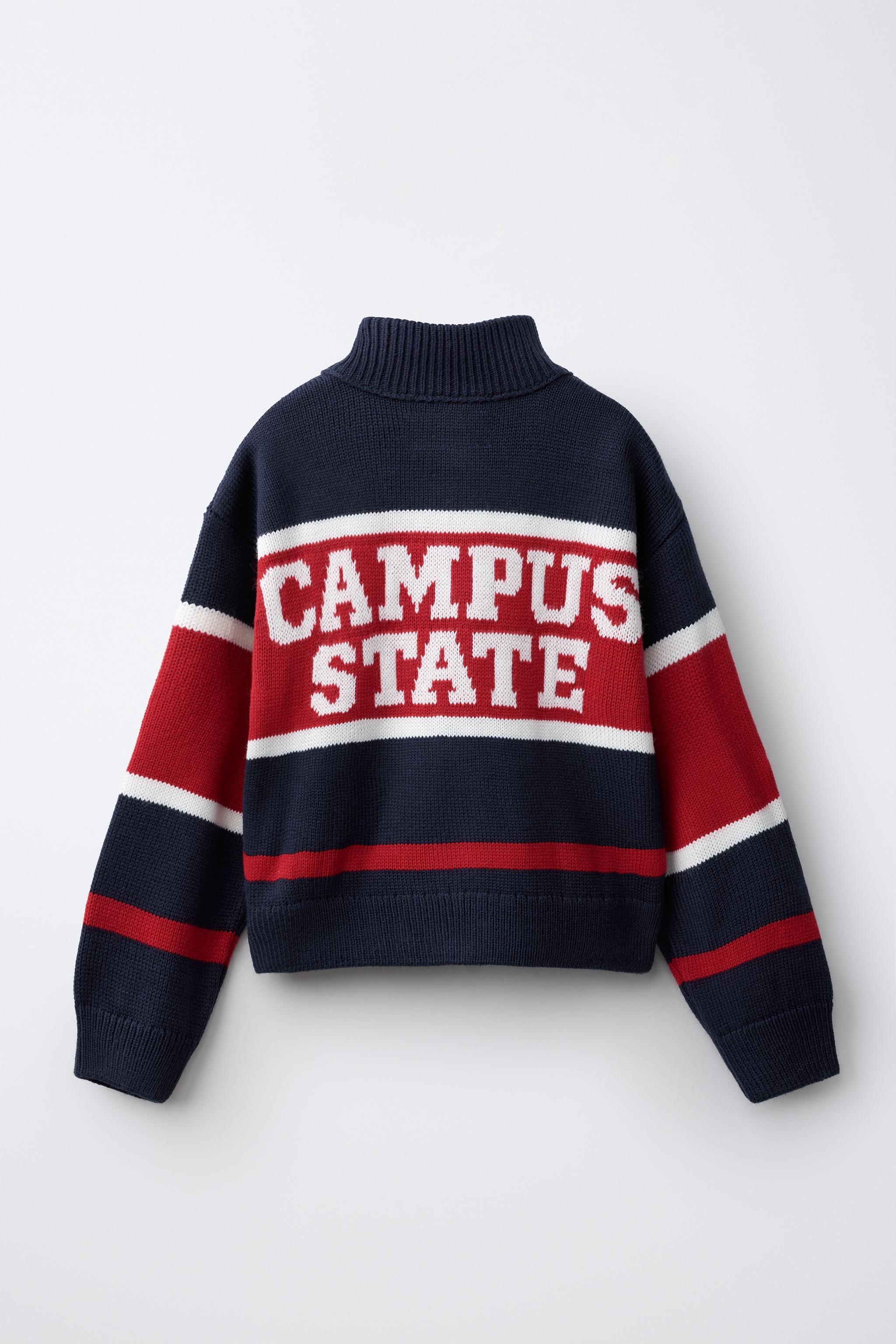 STRIPE AND TEXT PRINT CARDIGAN