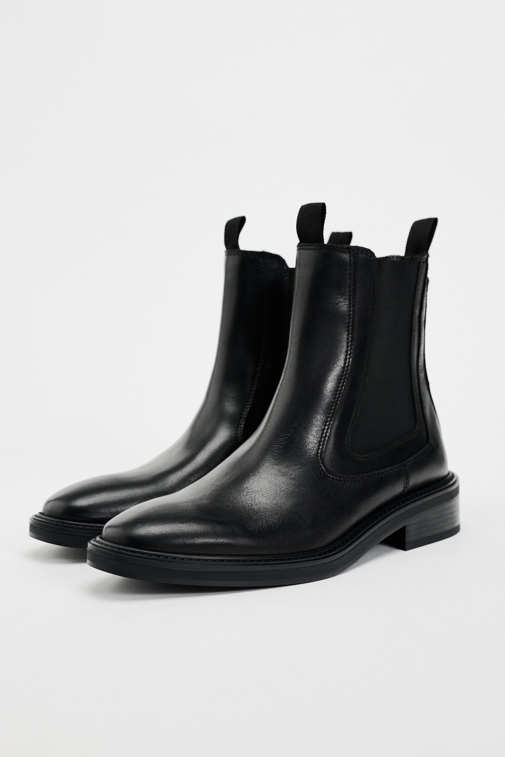 Zara leather chelsea store ankle boots