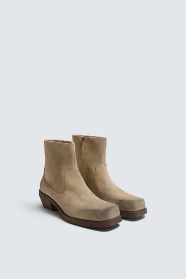 BOTA COWBOY PIEL - Marrón Arena de Zara