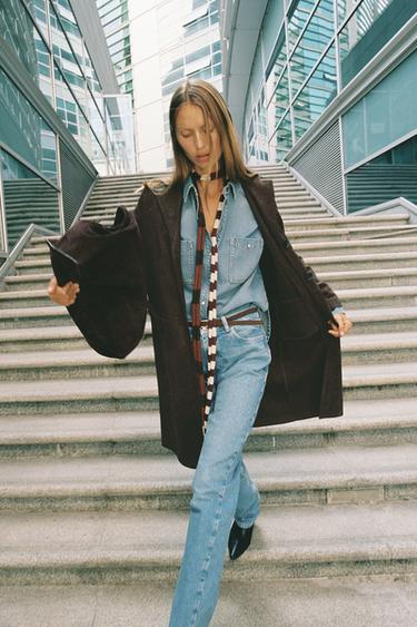 FAUX SUEDE FROCK COAT - chocolate by Zara