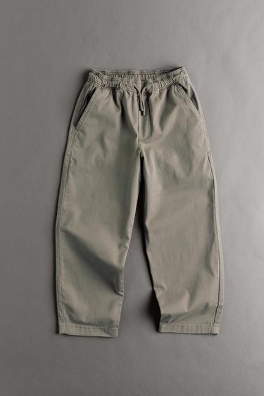 STRAIGHT FIT TROUSERS WITH LABEL - Brown / Taupe by Zara