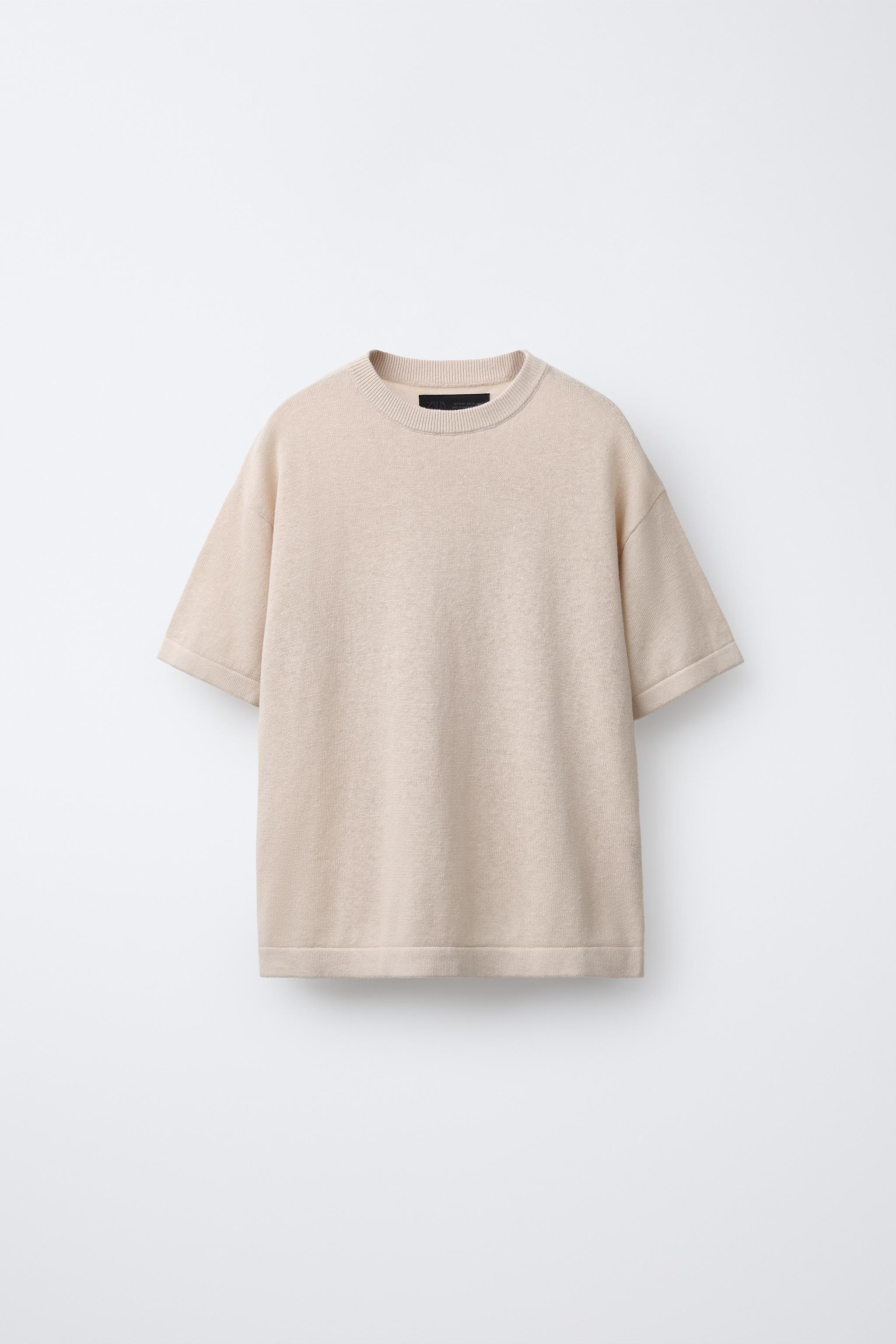 PLAIN LINEN AND COTTON T-SHIRT
