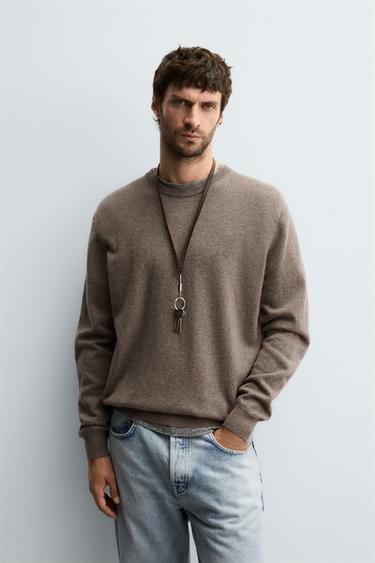 REGULAR FIT CASHMERE JUMPER - Sand / Marl by Zara