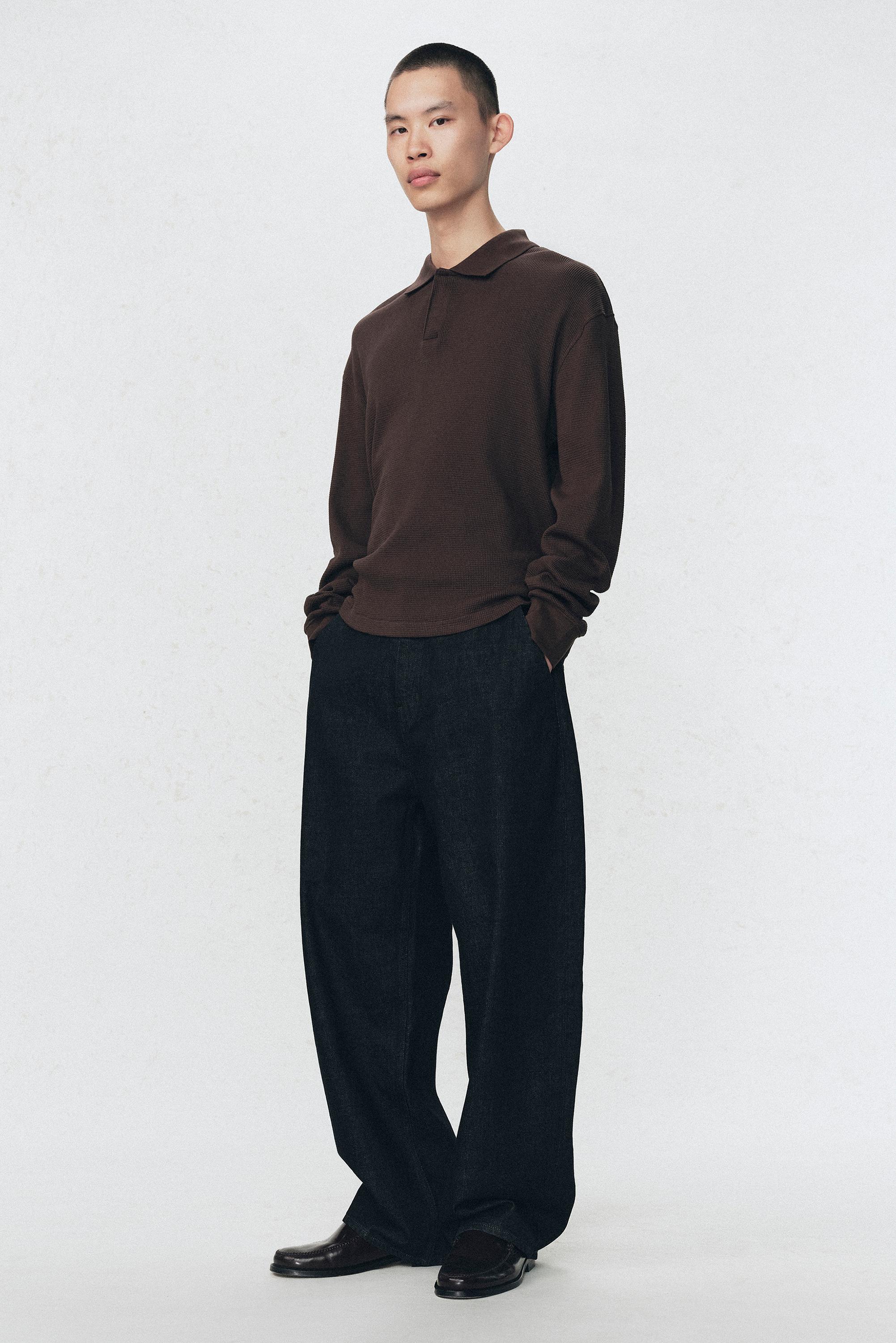 SOSHIOTSUKI x ZARA ワッフルニット ポロシャツ - ブラウン | ZARA