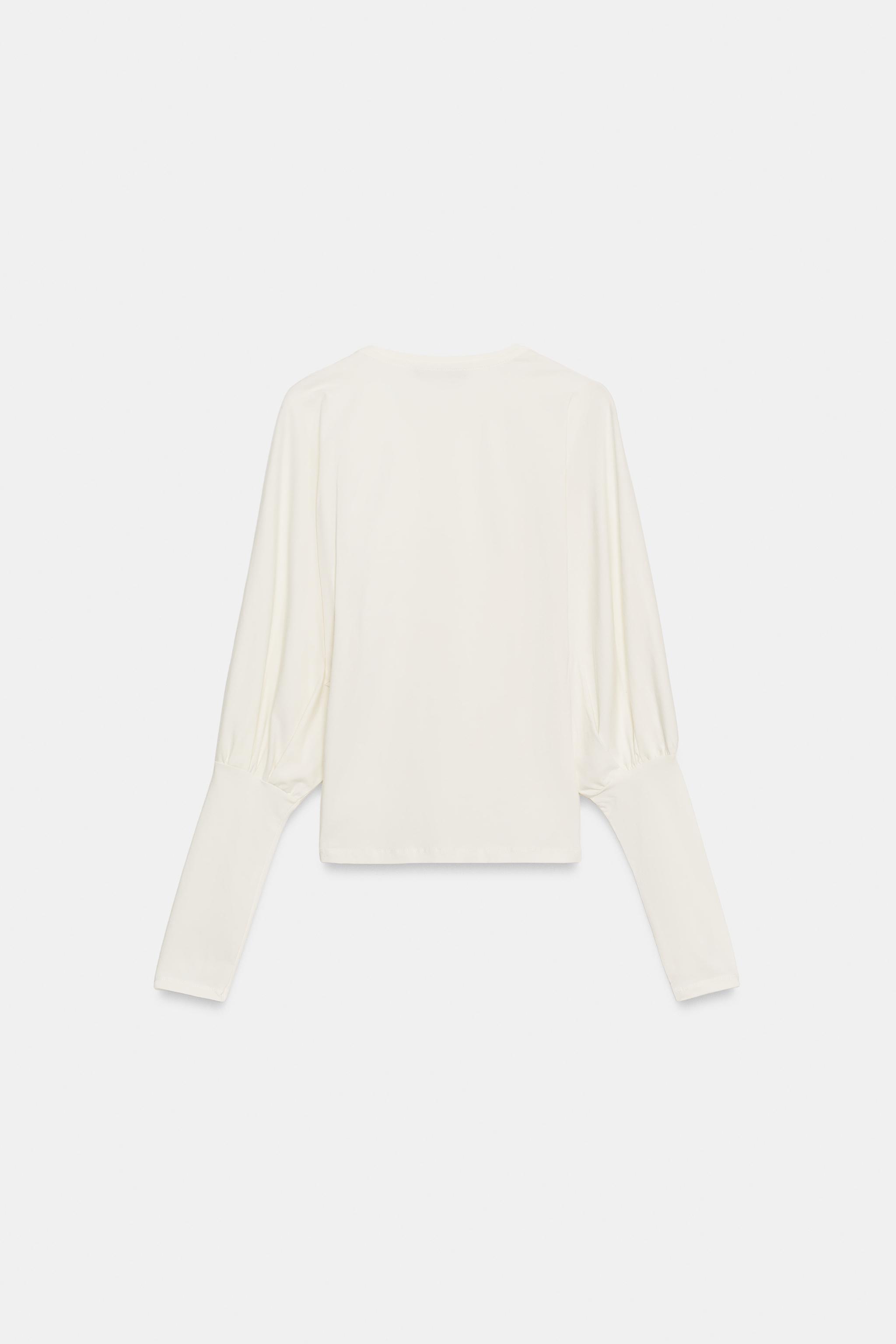Женские футболки Zara PUFF SLEEVE T-SHIRT — фото 3
