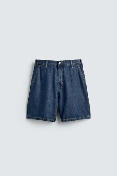 LIGHTWEIGHT DENIM STRAIGHT-LEG BERMUDA SHORTS - Blue by Zara