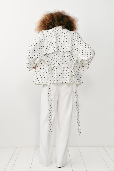 BLOUSON TRENCH CEINTURE À POIS - Blanc / Noir de Zara - Image 5