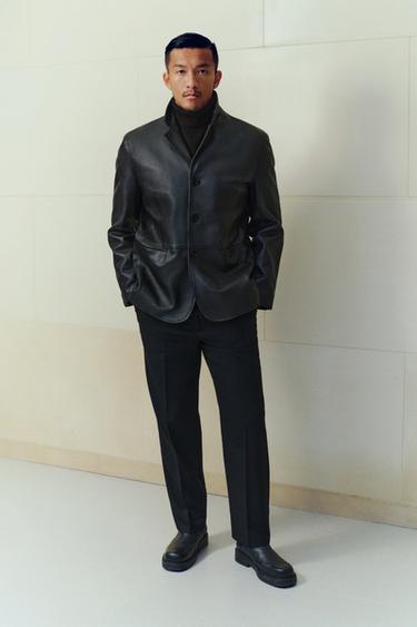 Zara 皮革西裝外套 - 黑色