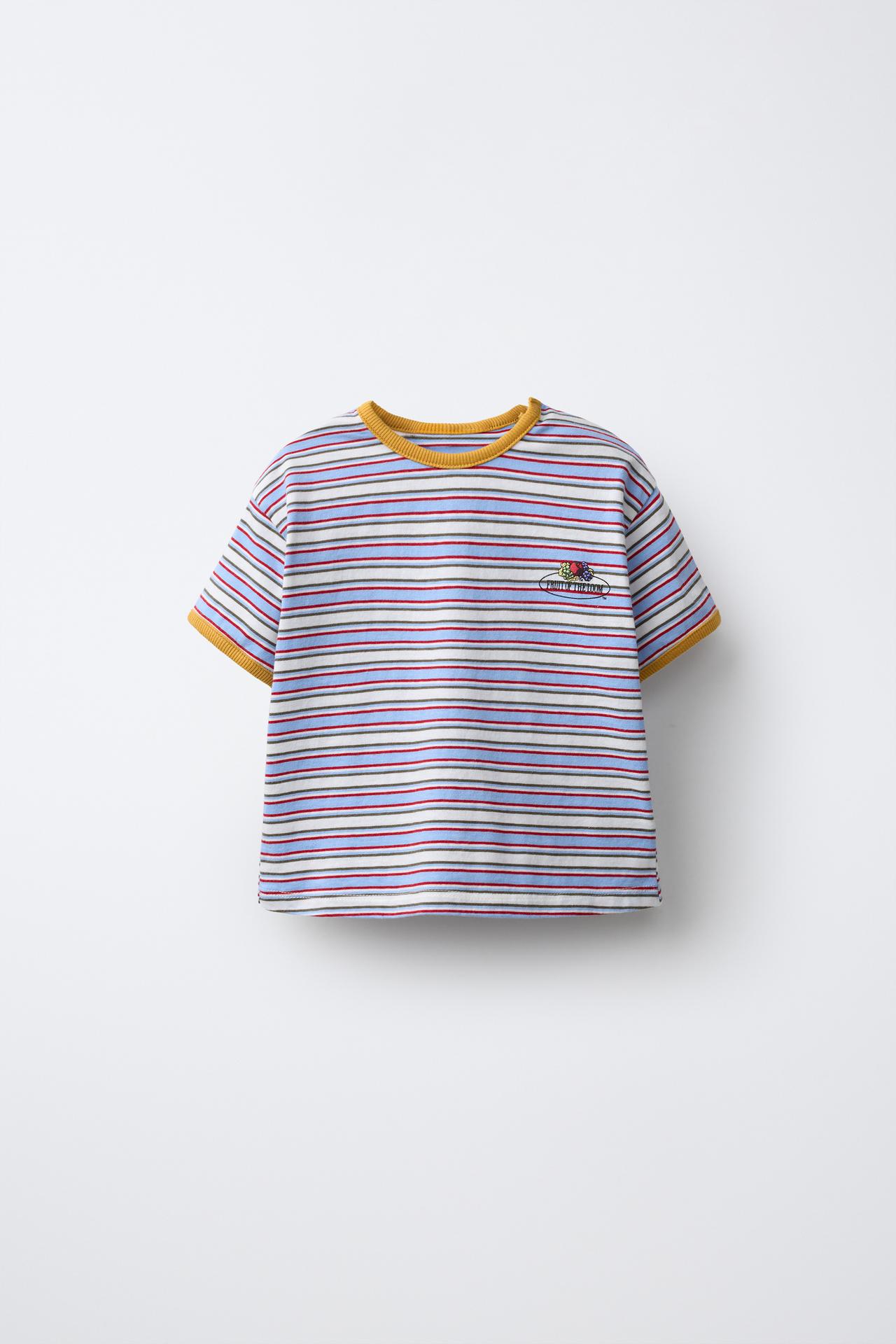 STRIPED FRUIT OF THE LOOM T-SHIRT — Multicolored