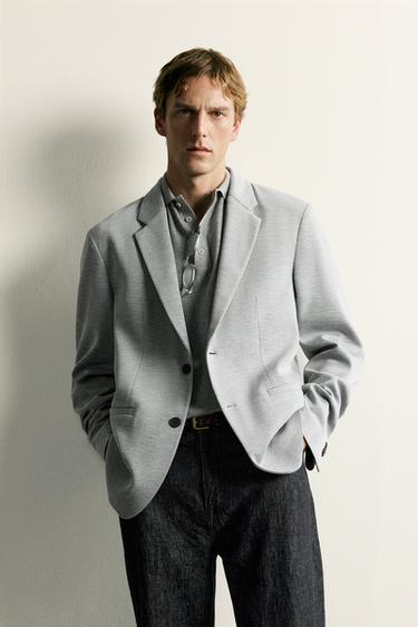 NON-IRON TECHNICAL REGULAR FIT BLAZER - Grey by Zara