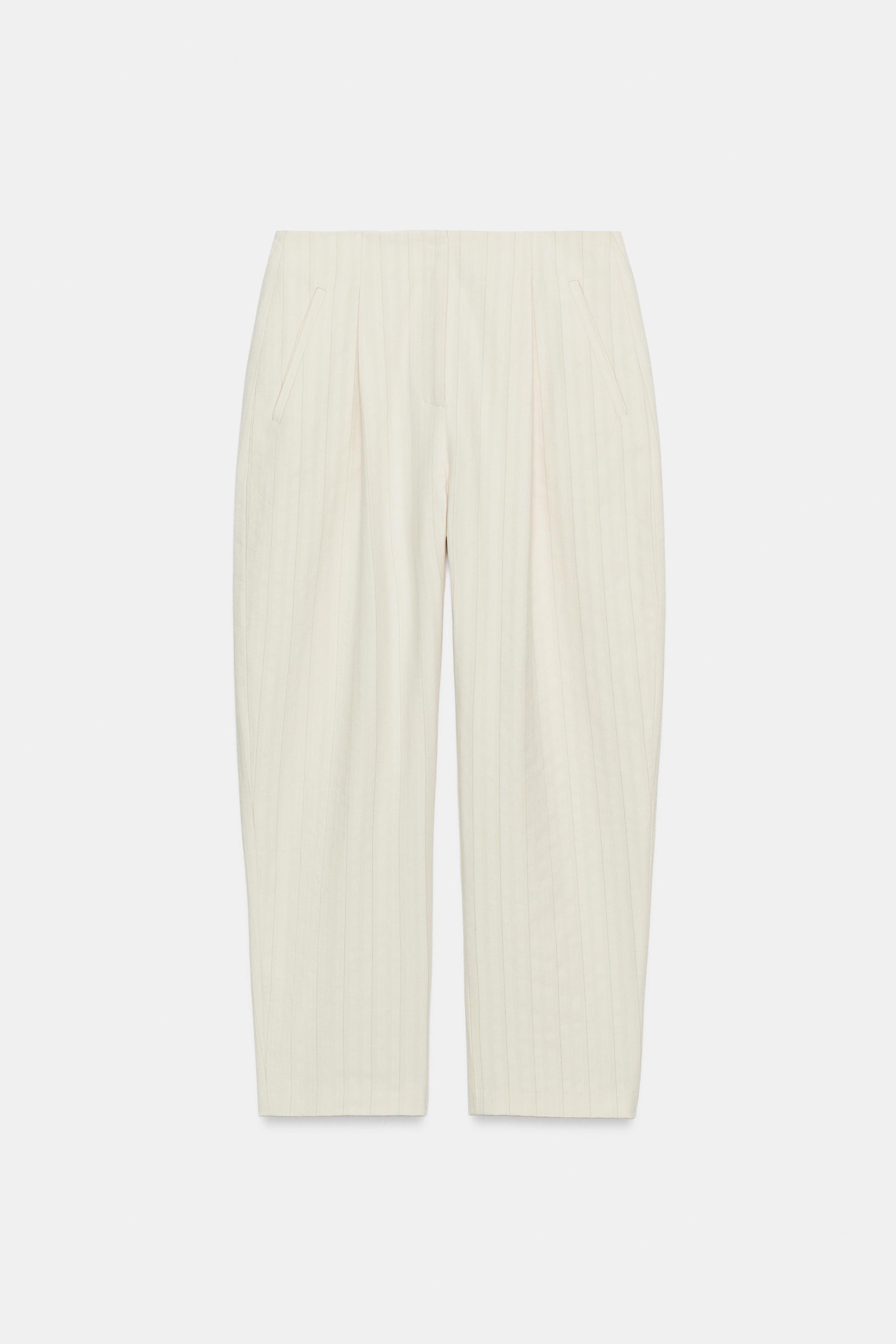 Женские брюки Zara ZW COLLECTION STRIPED BARREL PANTS — фото 6