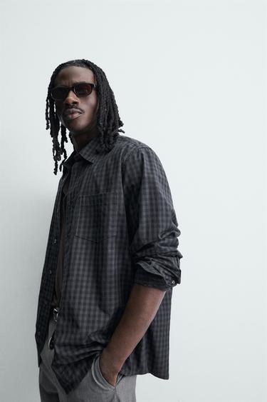 CHEMISE RELAXED FIT À CARREAUX - Bleu / Gris de Zara - Image 6