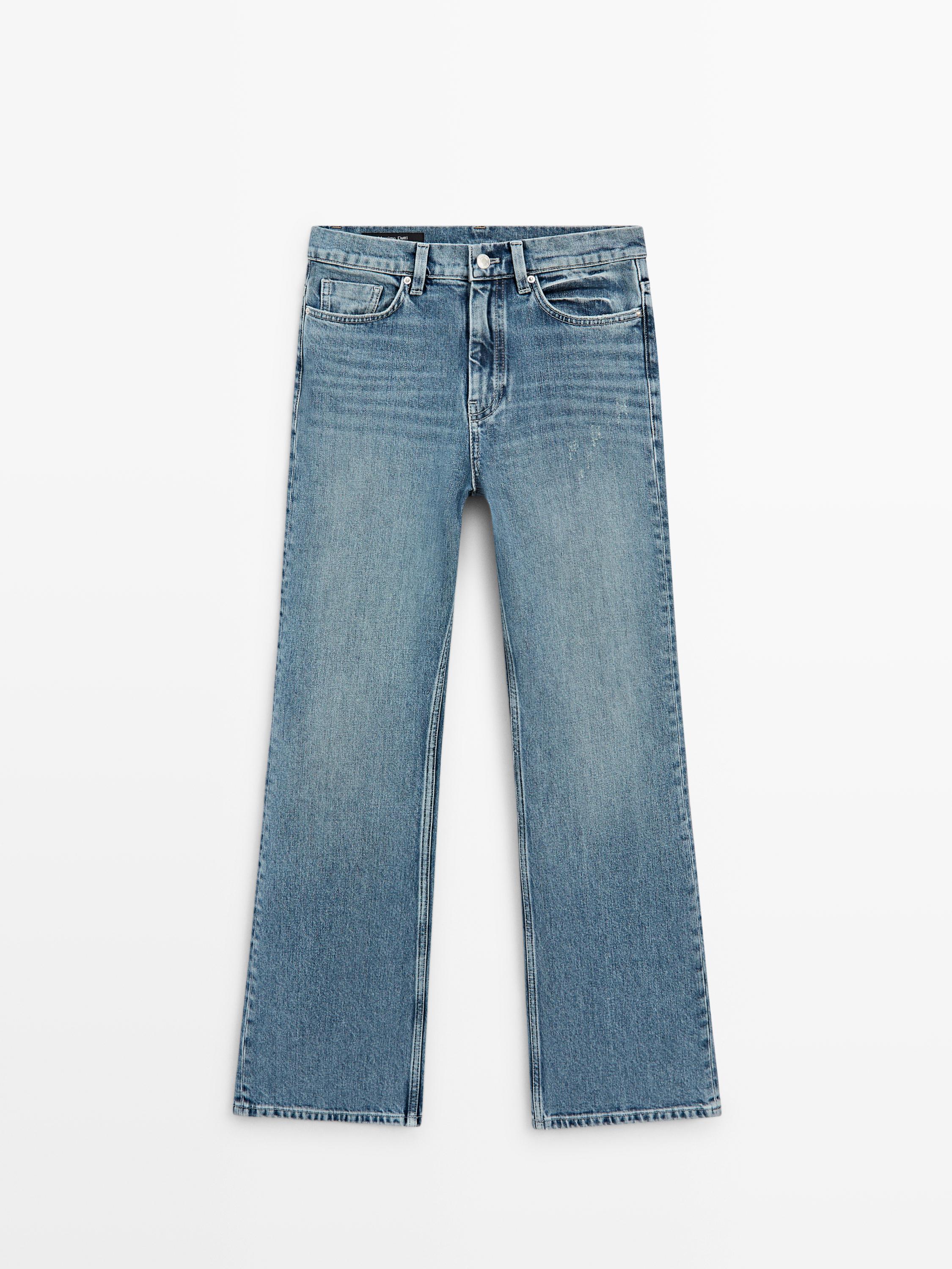 High-waist boot-cut jeans — Aquamarine