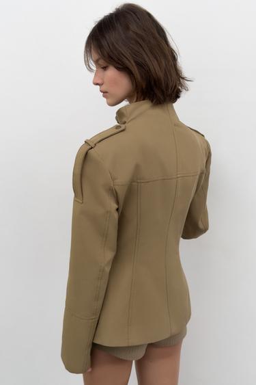FITTED BLAZER WITH LOOPS - Light khaki by Zara - Image 4