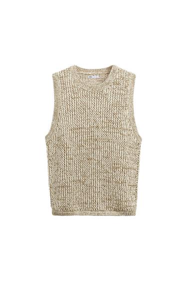 CONTRAST TEXTURED KNIT T-SHIRT