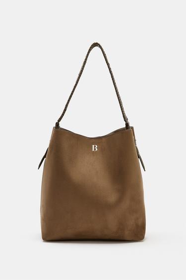 Zara WOVEN HANDLE BUCKET BAG - 