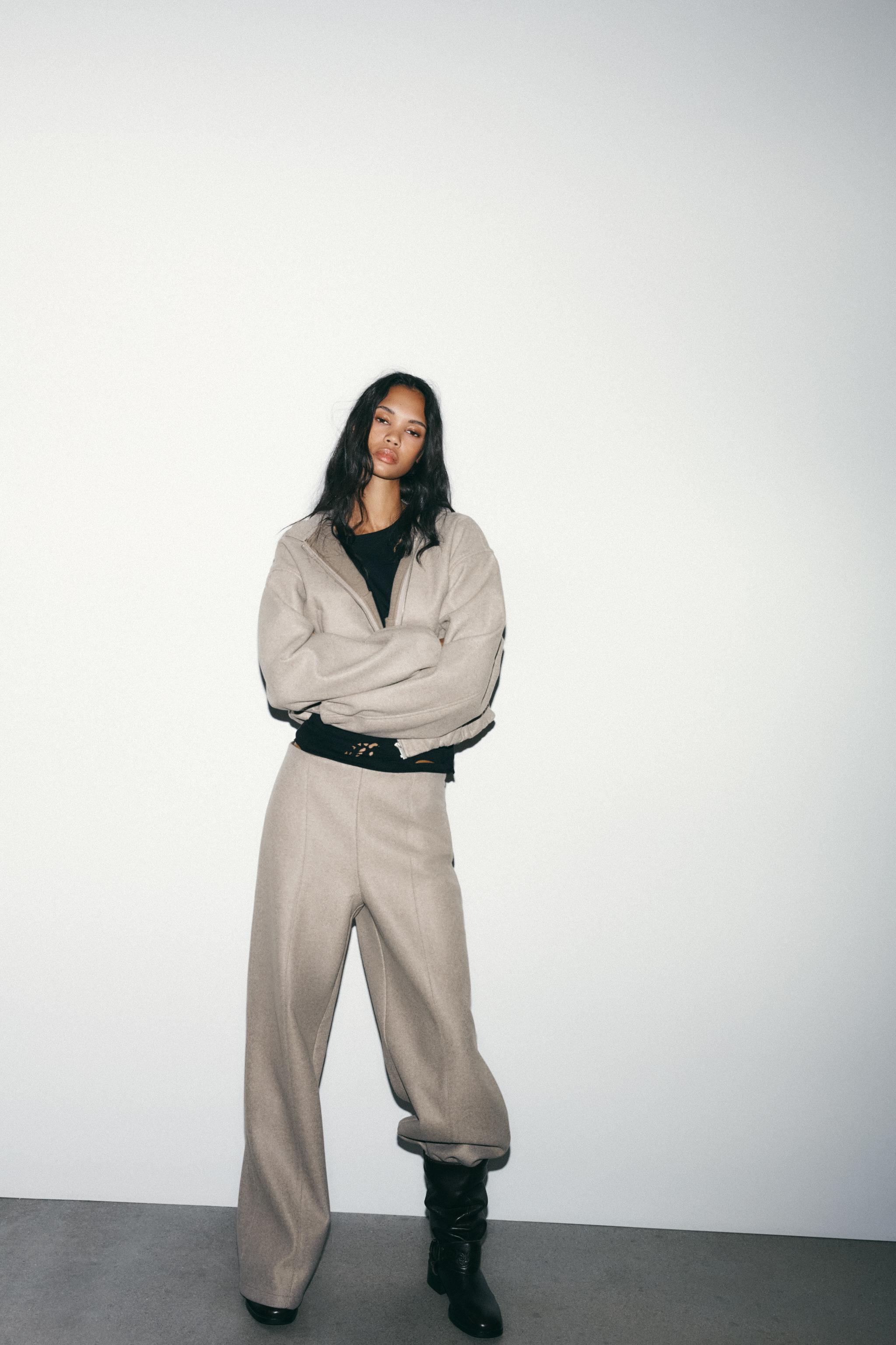 ソフトハイウエストパンツ - ブラウン/モール | ZARA Japan / 日本