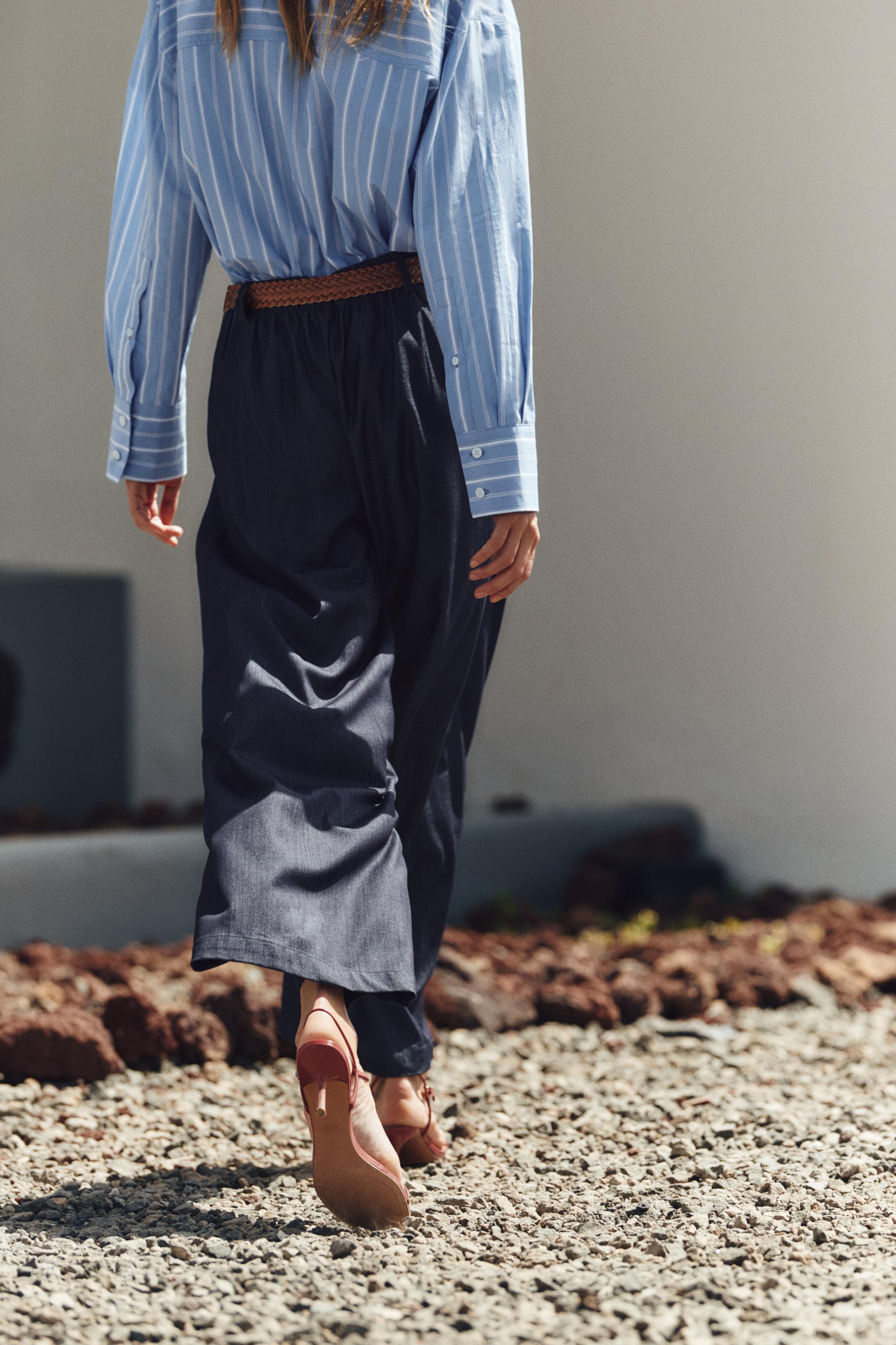 ☆ドイツ発*ZARA*新作*ブレイデッドベルトワイドパンツ/DN☆ ☆ドイツ発*ZARA*新作*ブレイデッドベルトワイドパンツ/DN☆