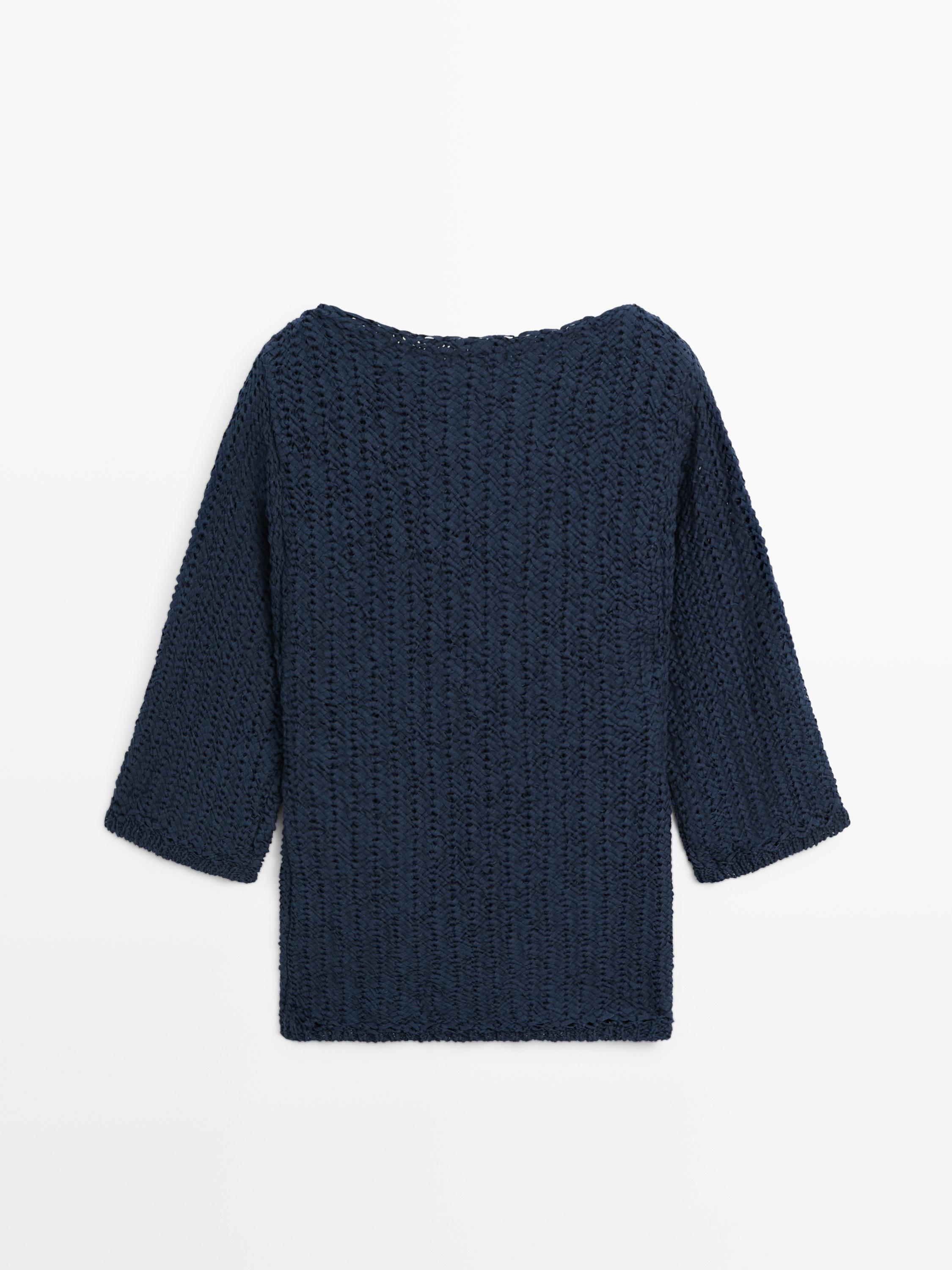 Pull en maille structurée de coton mélangé