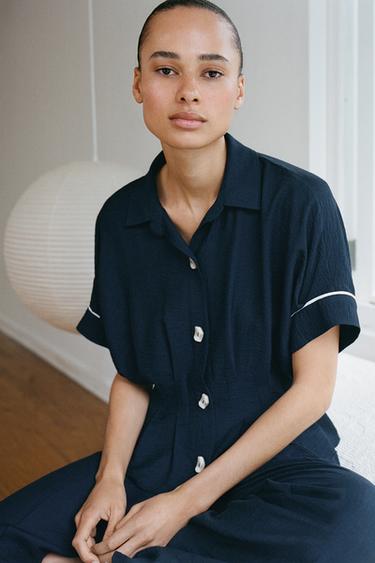 navy blue dress shirt womens Citizens of Humanity Women's Kayla Cotton - - Size S 97% polyester Women's plain navyblue poplin fitted