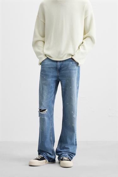 FLARE JEANS WITH SIDE STRIPES - Light blue by Zara - Image 1