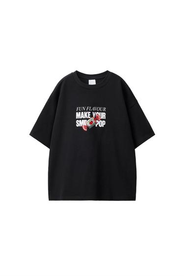 CAMISETA ESTAMPADA CEREZAS Y CARAMELO - Negro de Zara