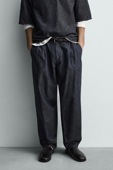 BALLOON FIT PLEATED TROUSERS - Blue / Indigo by Zara - Image 2