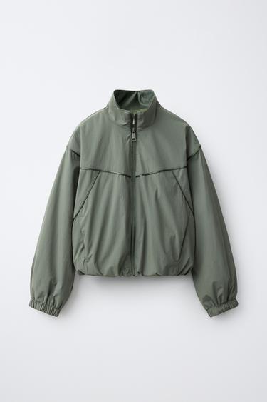 LIGHTWEIGHT SPORTY NYLON GAUCHO JACKET - Khaki by Zara