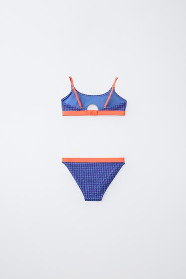 6-14 ANS/ BIKINI CARREAUX VICHY LISERÉS CONTRASTE - Bleu de Zara - Image 1