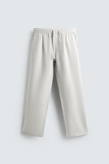 Zara REGULAR FIT 100% LYOCELL PANTS - Pearl gray