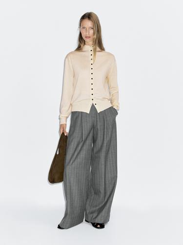 Zara Knit cardigan with mock turtleneck - Biscuit