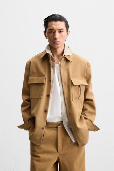 FAUX SUEDE SHIRT - Brown by Zara - Image 1