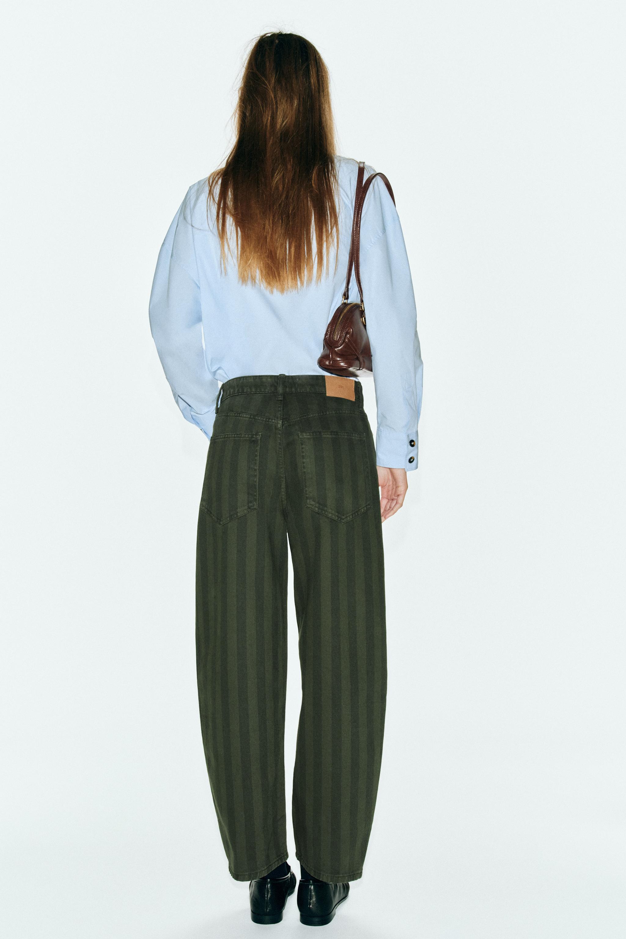 STRIPED MID-RISE STRAIGHT JEANS