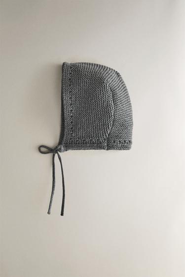 Zara BABY KNIT BONNET - Gray - Image 0