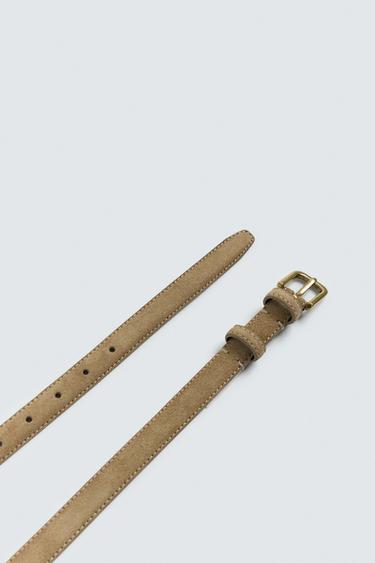 SPLIT SUEDE LEATHER BELT - Beige by Zara - Image 3
