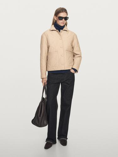 Zara Puffer jacket with seam details - Ecru