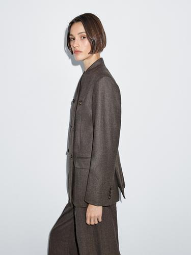Zara 100% wool melange suit blazer - Brown - Image 0
