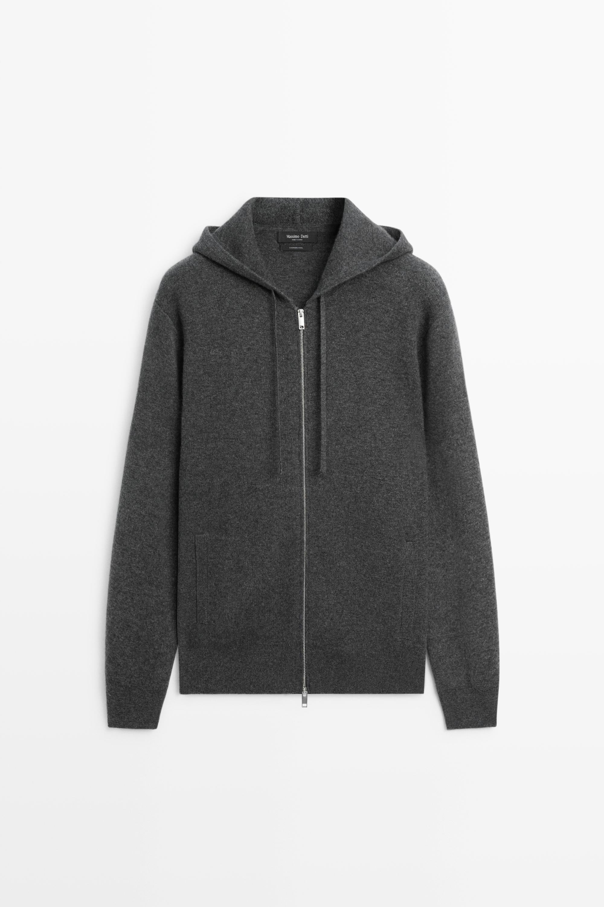 Cardigan en maille à capuche avec cachemire