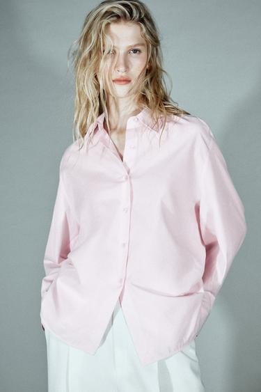 CAMISA POPELINA PREGAS ZW COLLECTION - Rosa-pastel da Zara - Imagem 0